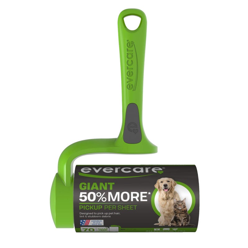 evercare Giant Pet Extreme Wide Surface Coverage Indoor Home Clothes and Furniture 70 Layer Lint Roller Pet Hair Remover with Comfortable T Grip Handle - Image 1
